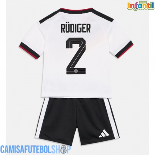 Camisa de time de futebol Alemanha Antonio Rudiger #2 Replicas 1º Equipamento Infantil Mundo 2026 Manga Curta (+ Calças curtas)